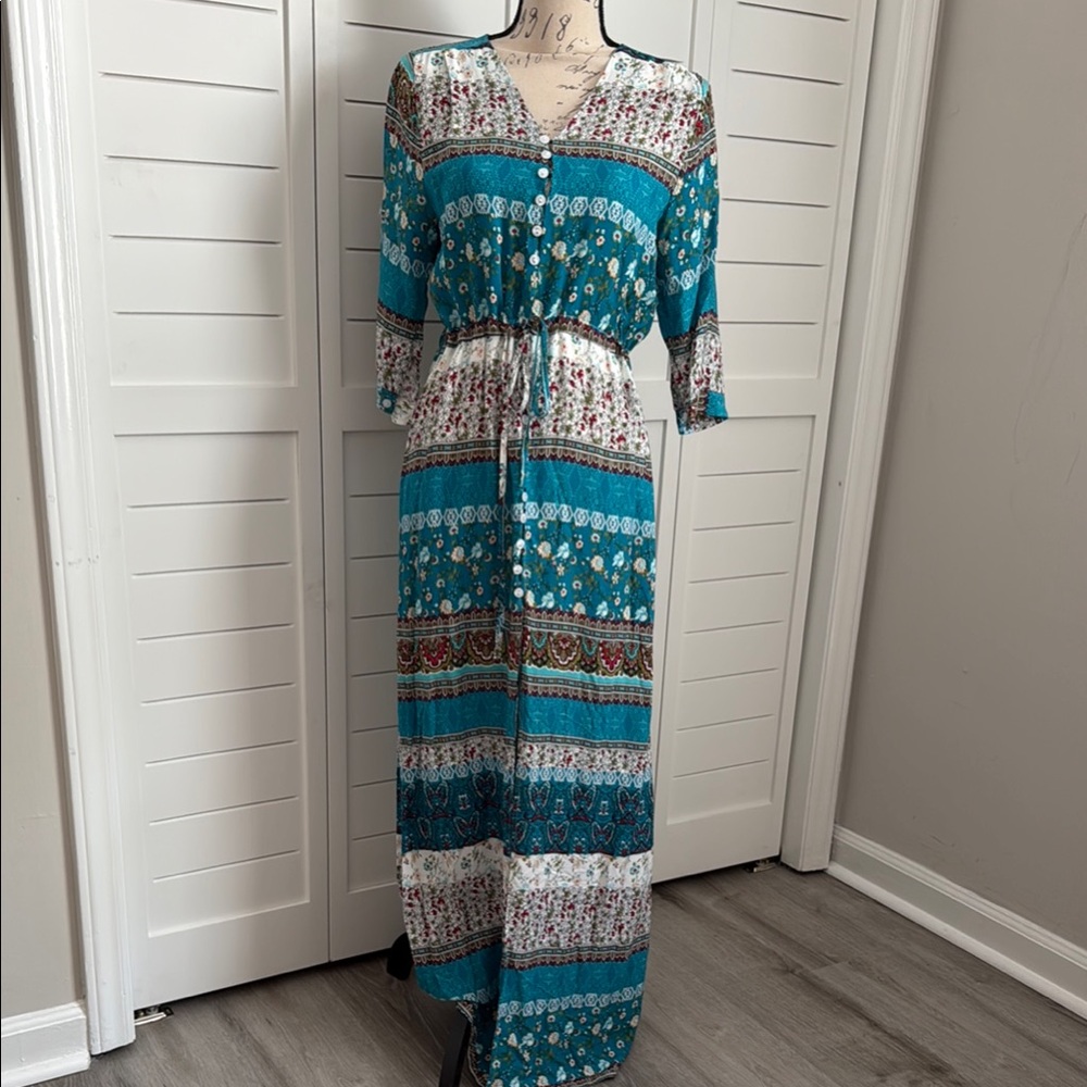 Teal Boho Maxi Dreas